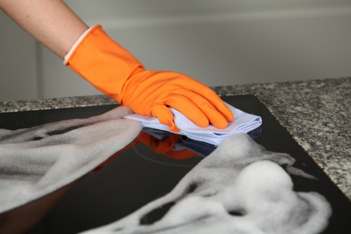 Professional sofa cleaning in Aperfield removing dirt from a fabric sofa