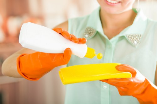 Professional carpet maintenance in a business setting