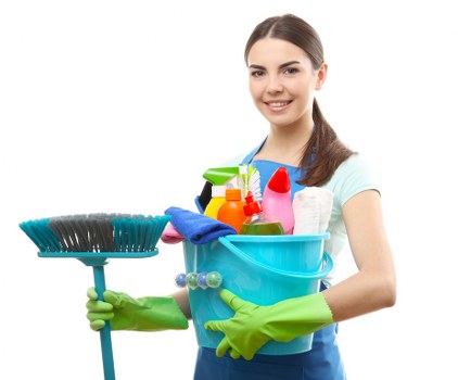 Technician checking equipment and workplace risks before cleaning